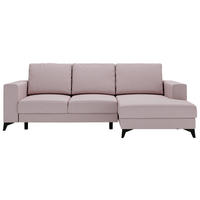 ECKSOFA in Flachgewebe Rosa  - Schwarz/Rosa, Design, Textil/Metall (244/156cm) - Livetastic