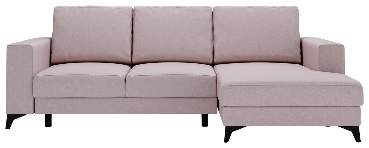 ECKSOFA in Flachgewebe Rosa  - Schwarz/Rosa, Design, Textil/Metall (244/156cm) - Livetastic