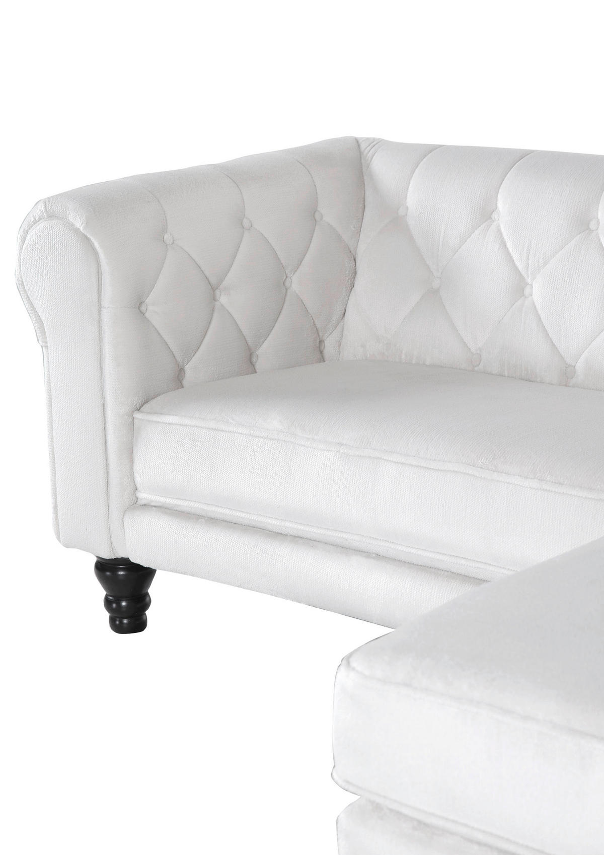 HÖRNSOFFA i plysch vit  - vit/mörkbrun, Design, trä/textil (260/160cm) - MID.YOU