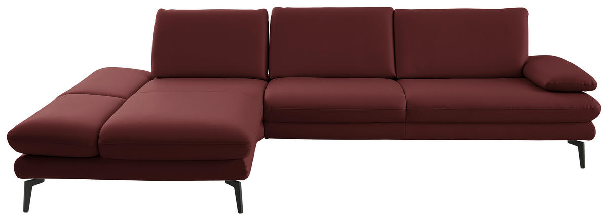 ECKSOFA  in Echtleder Brombeere  195/308 cm  - Brombeere/Schwarz, Design, Leder/Metall (195/308cm) - Dieter Knoll