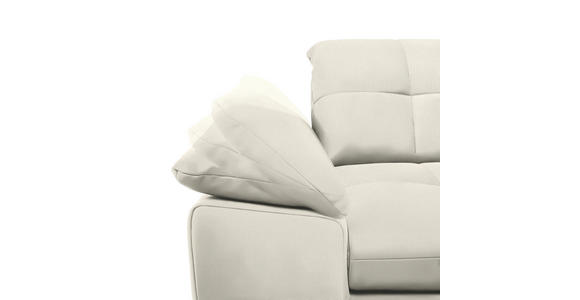 ECKSOFA  in Mikrofaser Weiß Rücken echt, Kopfteilverstellung  265/180 cm  - Chromfarben/Weiß, Design, Textil/Metall (265/180cm) - Carryhome