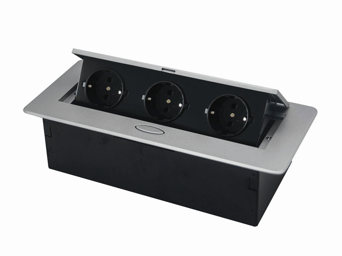 STECKDOSENELEMENT - Schwarz/Alufarben, Basics, Kunststoff/Metall - HKT