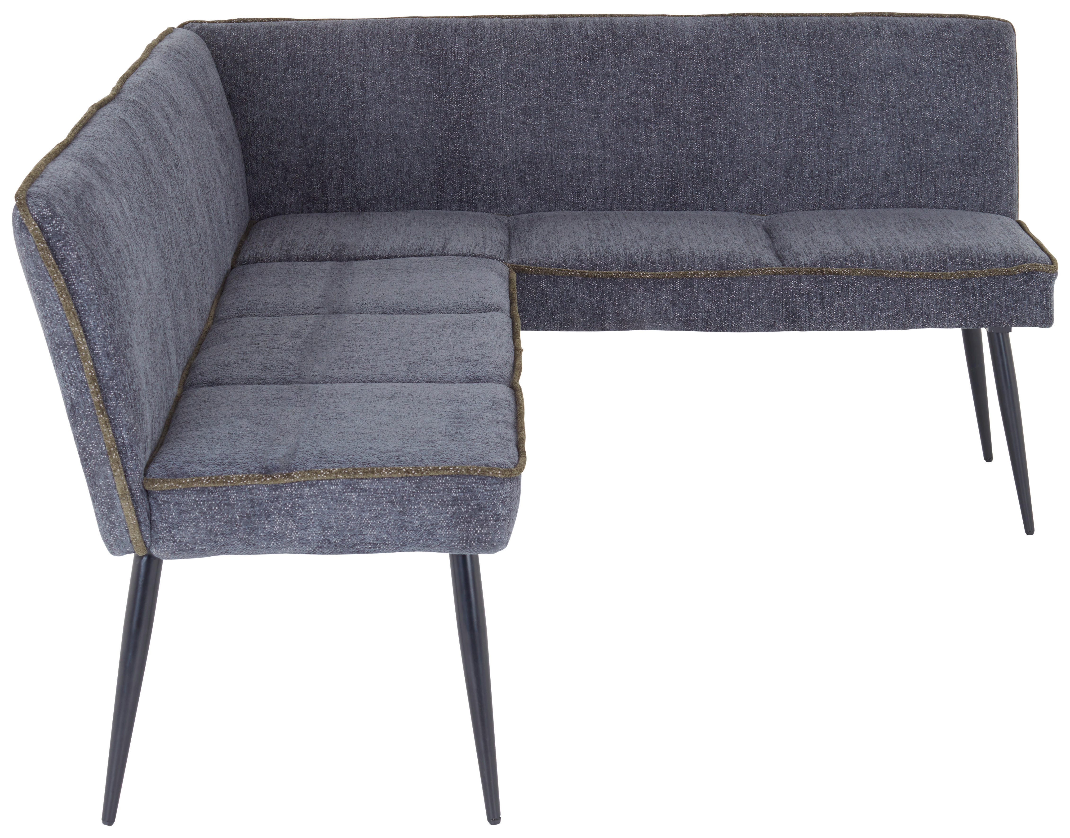ECKBANK Leinenoptik Hellgrau, Grün   - Hellgrau/Schwarz, MODERN, Textil/Metall (194/154cm) - MID.YOU
