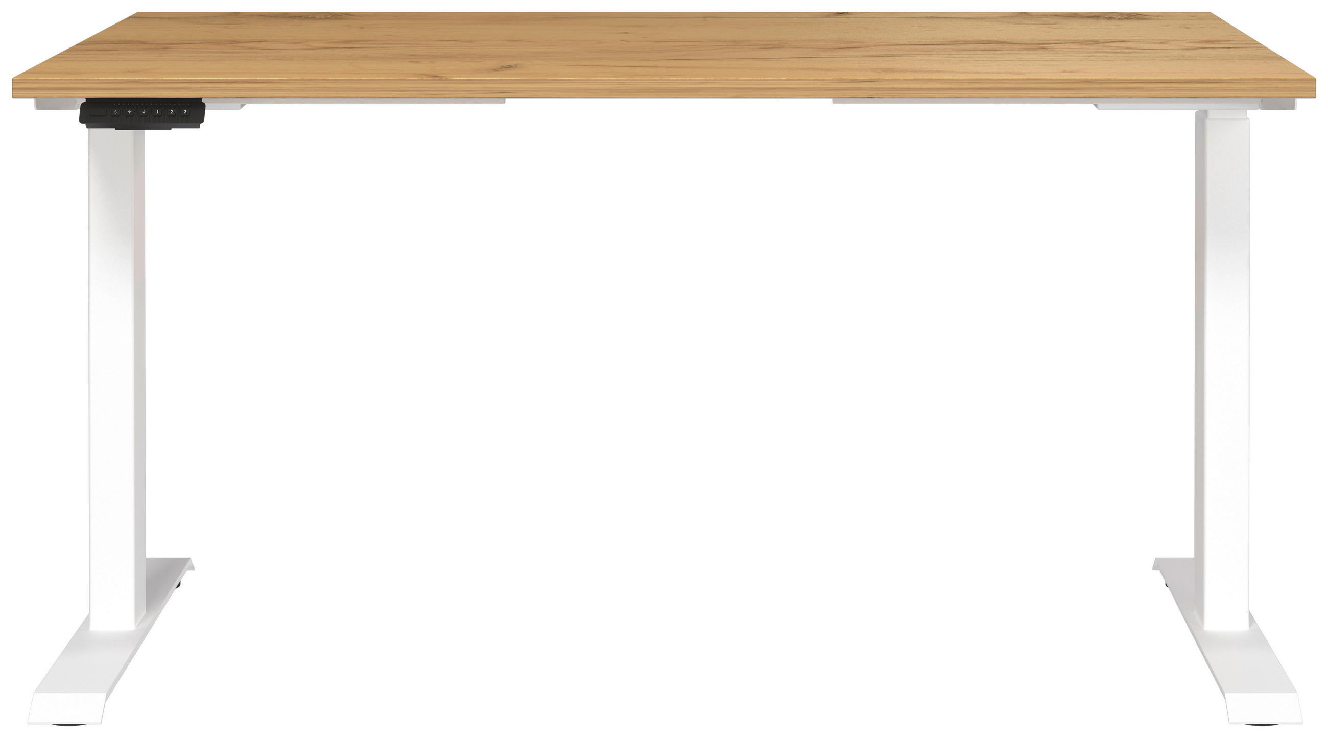 SCHREIBTISCH 140/80/72-118 cm  in Weiß, Eichefarben  - Eichefarben/Weiß, MODERN, Holzwerkstoff/Metall (140/80/72-118cm) - Novel