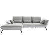 ECKSOFA in Flachgewebe Hellgrau  - Hellgrau/Schwarz, Design, Textil/Metall (191/301cm) - Moderano