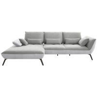 ECKSOFA in Flachgewebe Hellgrau  - Hellgrau/Schwarz, Design, Textil/Metall (191/301cm) - Moderano