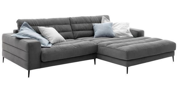 ECKSOFA in Cord Anthrazit  - Anthrazit/Schwarz, Design, Textil/Metall (207/296cm) - Dieter Knoll