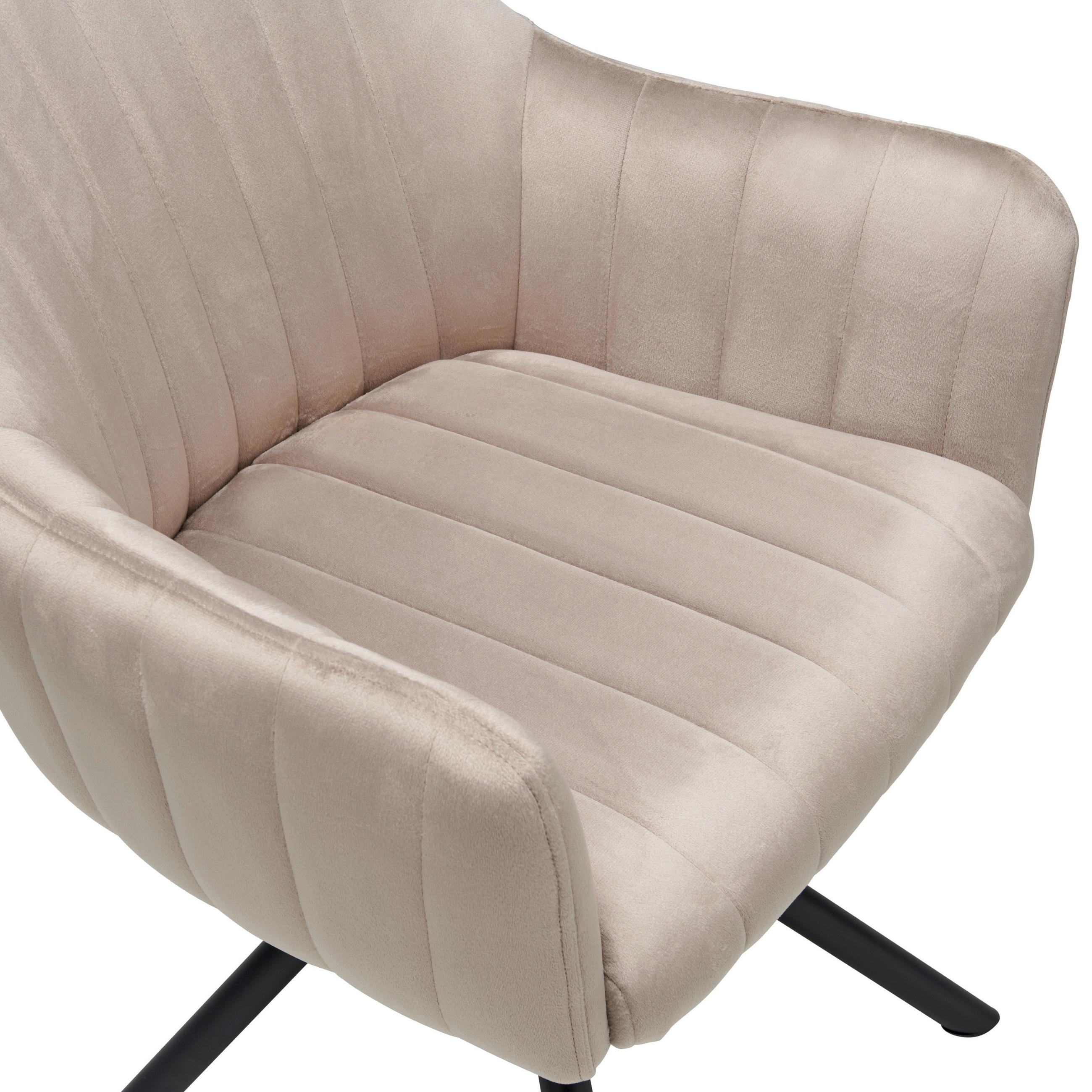 ARMLEHNSTUHL  in Eisen Samt  - Beige/Schwarz, LIFESTYLE, Textil/Metall (60/83/59cm) - MID.YOU