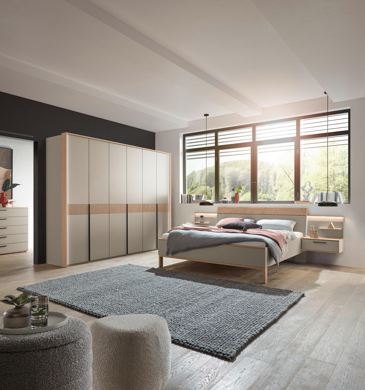 DREHTÜRENSCHRANK Taupe, Eichefarben  - Taupe/Eichefarben, Design, Holz/Holzwerkstoff (299,2/229,4/59,5cm) - Dieter Knoll