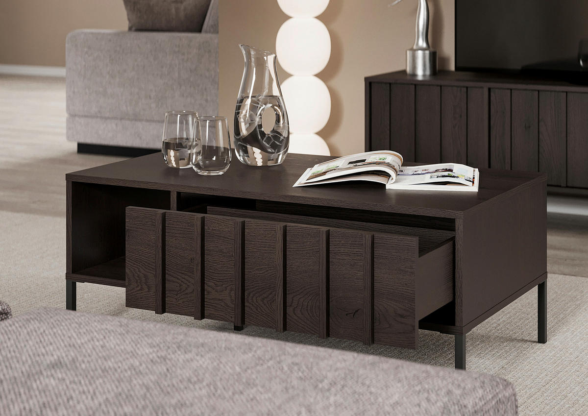 COUCHTISCH in Holz  - Wengefarben/Schwarz, Design, Holz/Metall (100/55/40cm) - MID.YOU