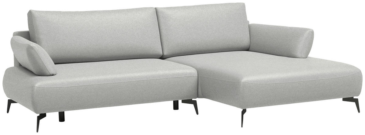 ECKSOFA Struktur Hellgrau  - Hellgrau/Schwarz, Design, Textil/Metall (284/186cm) - Lomoco