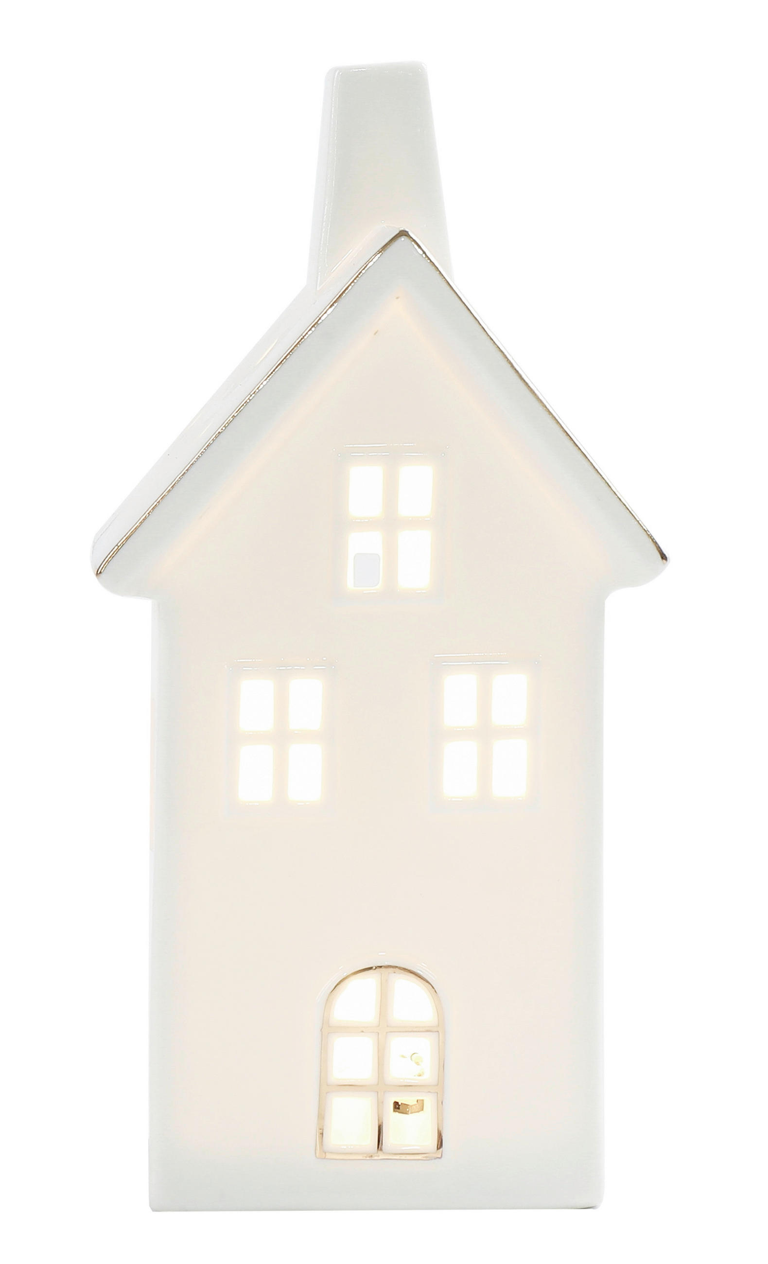 DEKOHAUS  - Goldfarben/Weiß, Trend, Keramik (8,5/17/7,4cm) - X-Mas