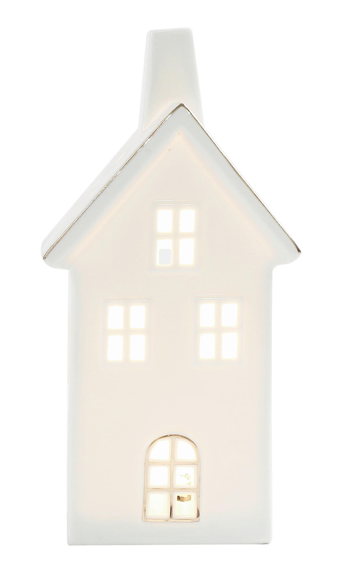 DEKOHAUS  - Goldfarben/Weiß, Trend, Keramik (8,5/17/7,4cm) - X-Mas