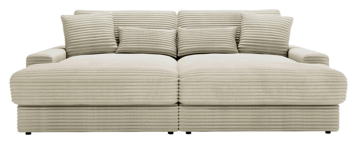 BIGSOFA in Cord Creme  - Creme/Schwarz, Modern, Kunststoff/Textil (230/85/190cm) - Carryhome