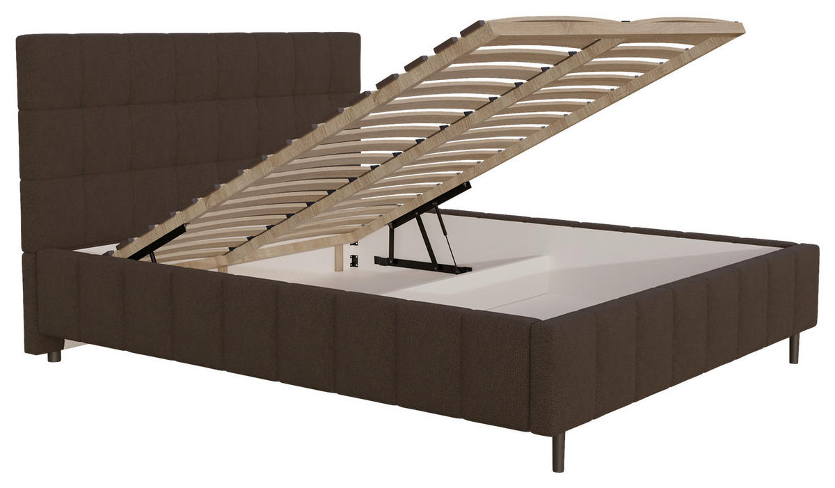 POLSTERBETT 180/200 cm  in Braun  - Schwarz/Naturfarben, MODERN, Holz/Textil (180/200cm) - MID.YOU