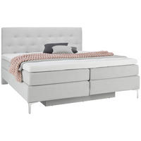 BOXSPRINGBETT 160/200 cm  in Hellgrau  - Chromfarben/Hellgrau, Design, Textil/Metall (160/200cm) - Welnova