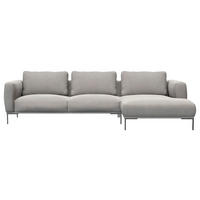 ECKSOFA Grau Webstoff, Flachgewebe  - Schwarz/Grau, Design, Textil/Metall (303/148cm) - Livetastic