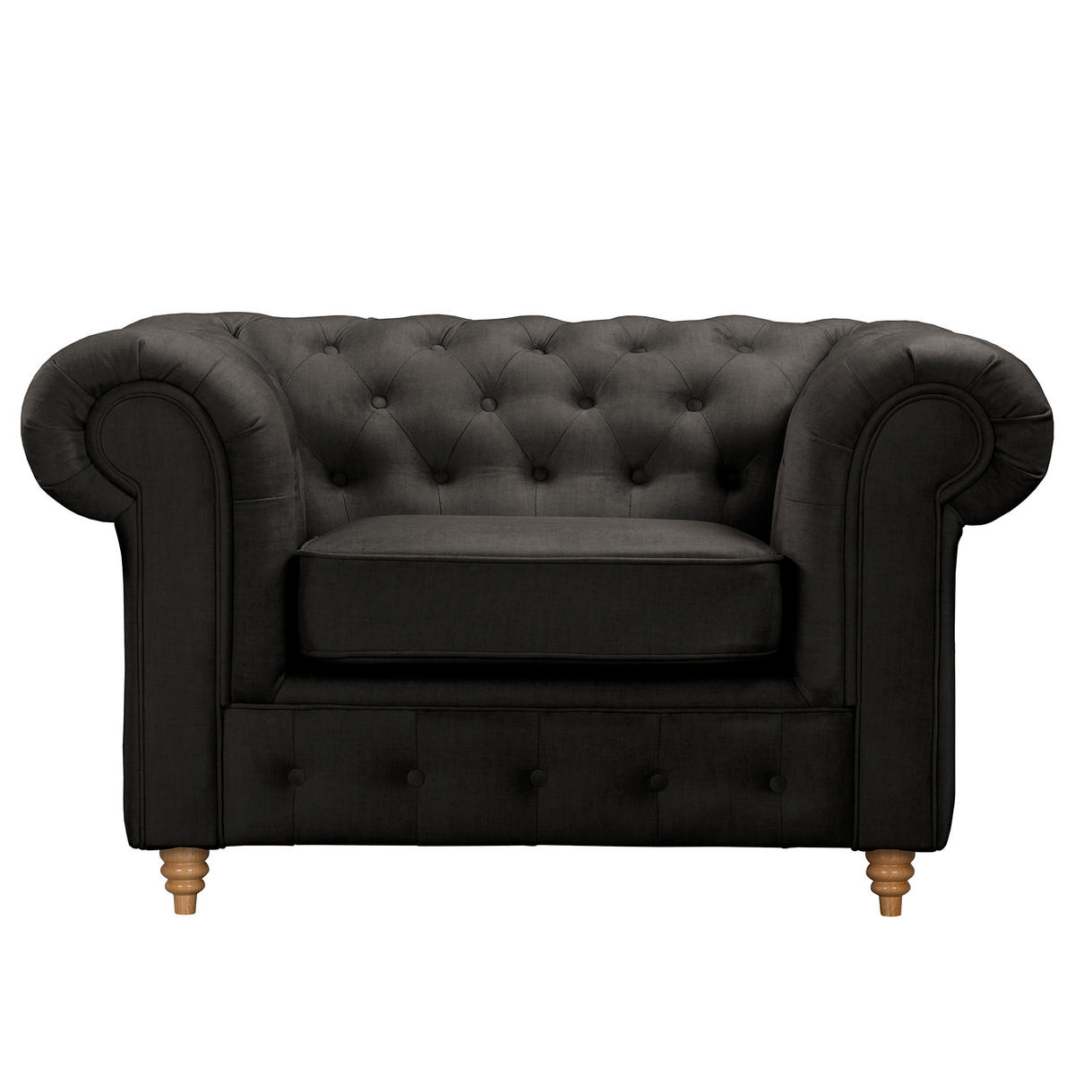 SESSEL in Mikrofaser Anthrazit  - Anthrazit, Design, Holz/Textil (128/75/91cm) - P & B