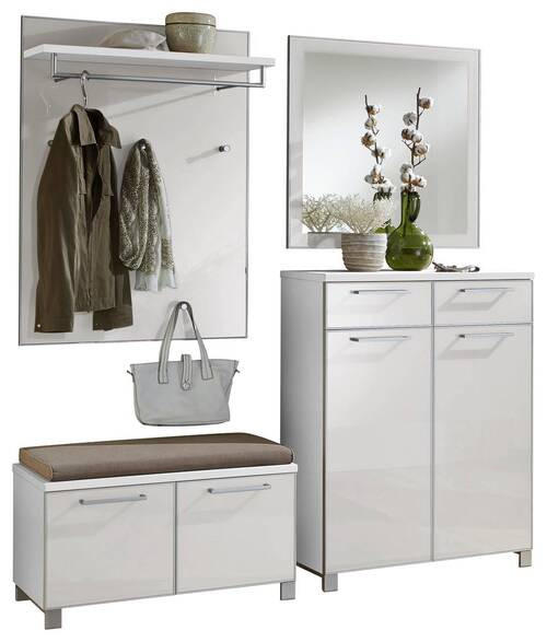 GARDEROBE 5-teilig in 180/195/40 cm - Weiß, Design, Glas/Holzwerkstoff (180/195/40cm)
