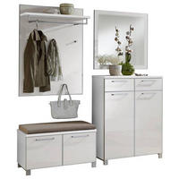 GARDEROBE 5-teilig  in 180/195/40 cm  - Weiß, Design, Glas/Holzwerkstoff (180/195/40cm)