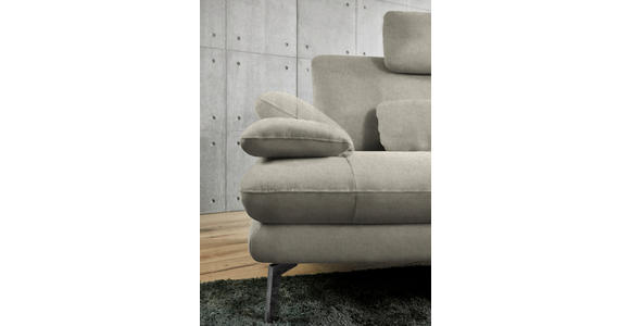 ECKSOFA in Velours Platinfarben 284/184 cm - Platinfarben/Schwarz, Design, Textil/Metall (284/184cm) - Dieter Knoll