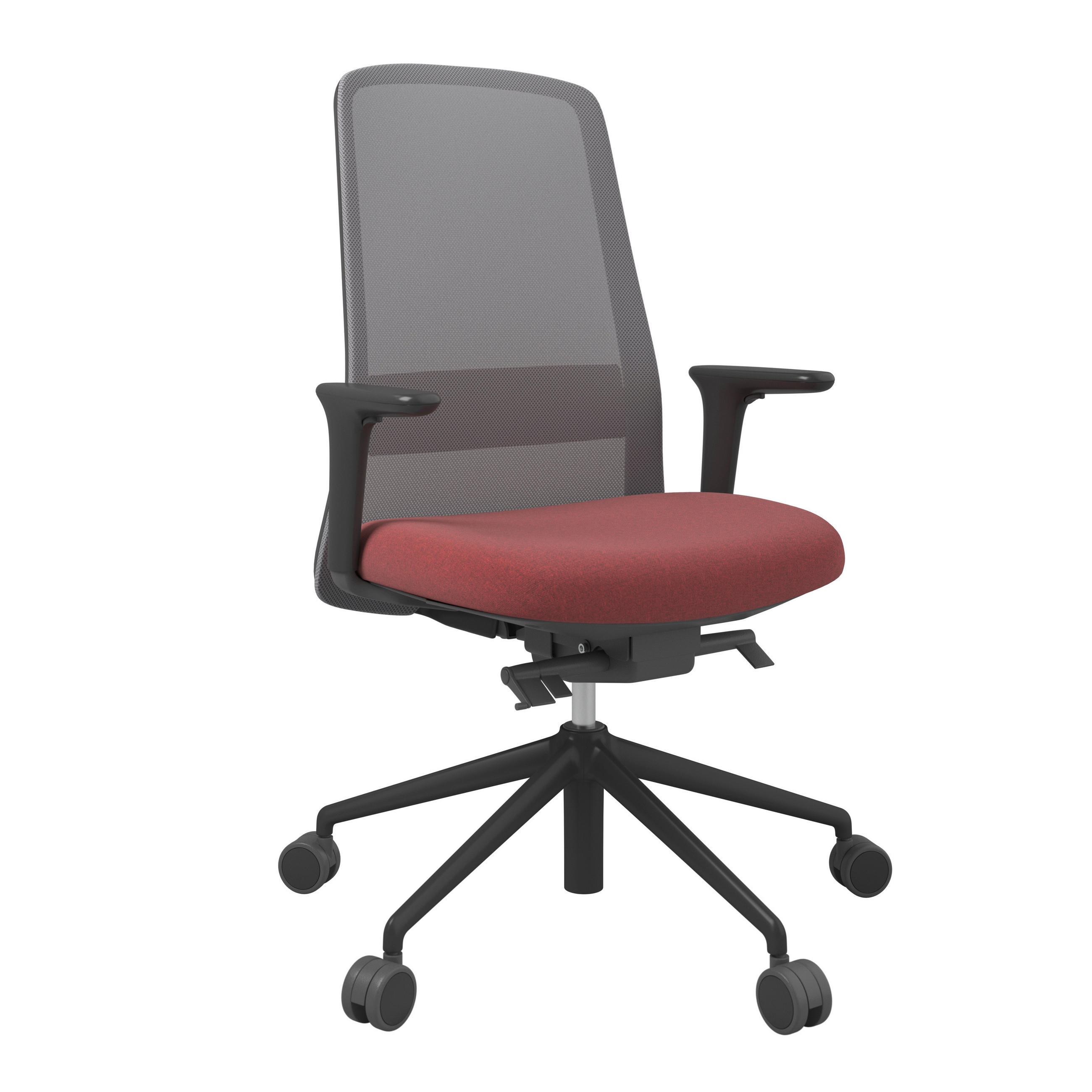 XXXLutz Drehstuhl Grau, Rot, 70x103-115x70 cm