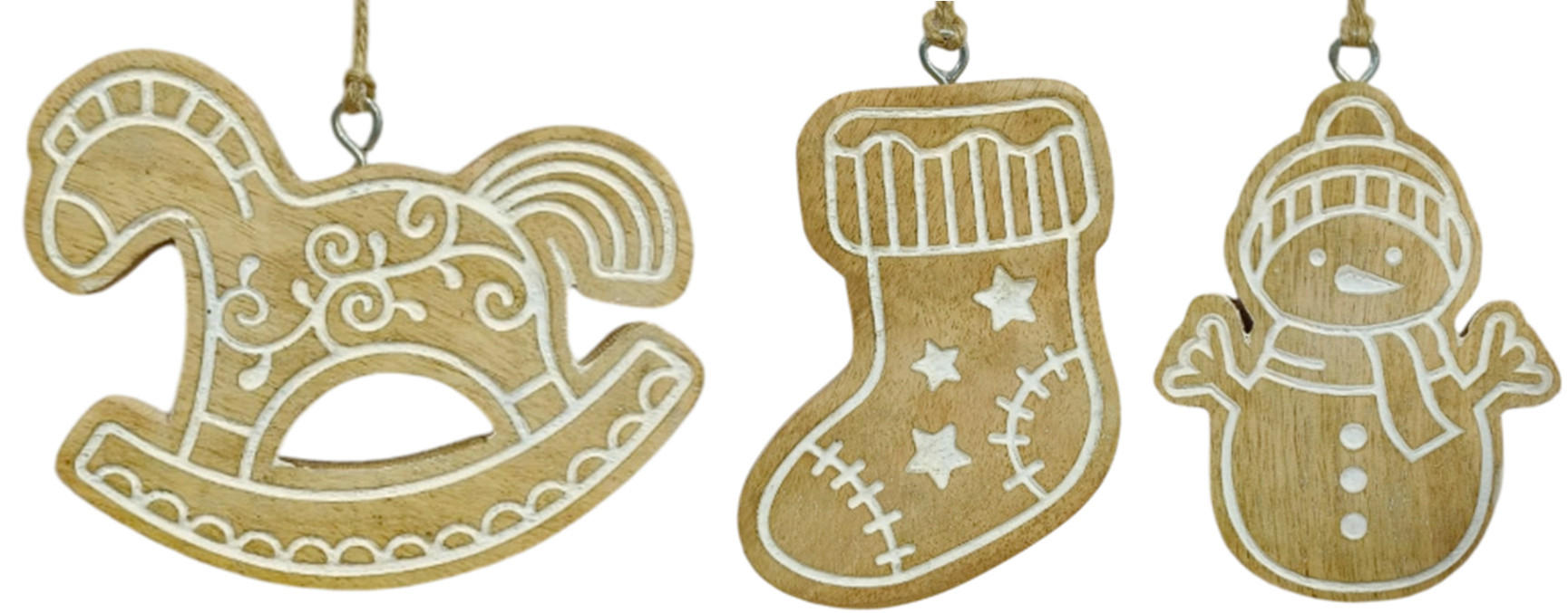 DEKOHÄNGER  - Braun/Weiß, Natur, Holz (8/7/1cm) - X-Mas