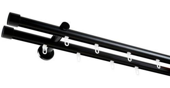VORHANGSTANGENSET 200 cm - Schwarz, Basics, Metall (200cm) - Homeware
