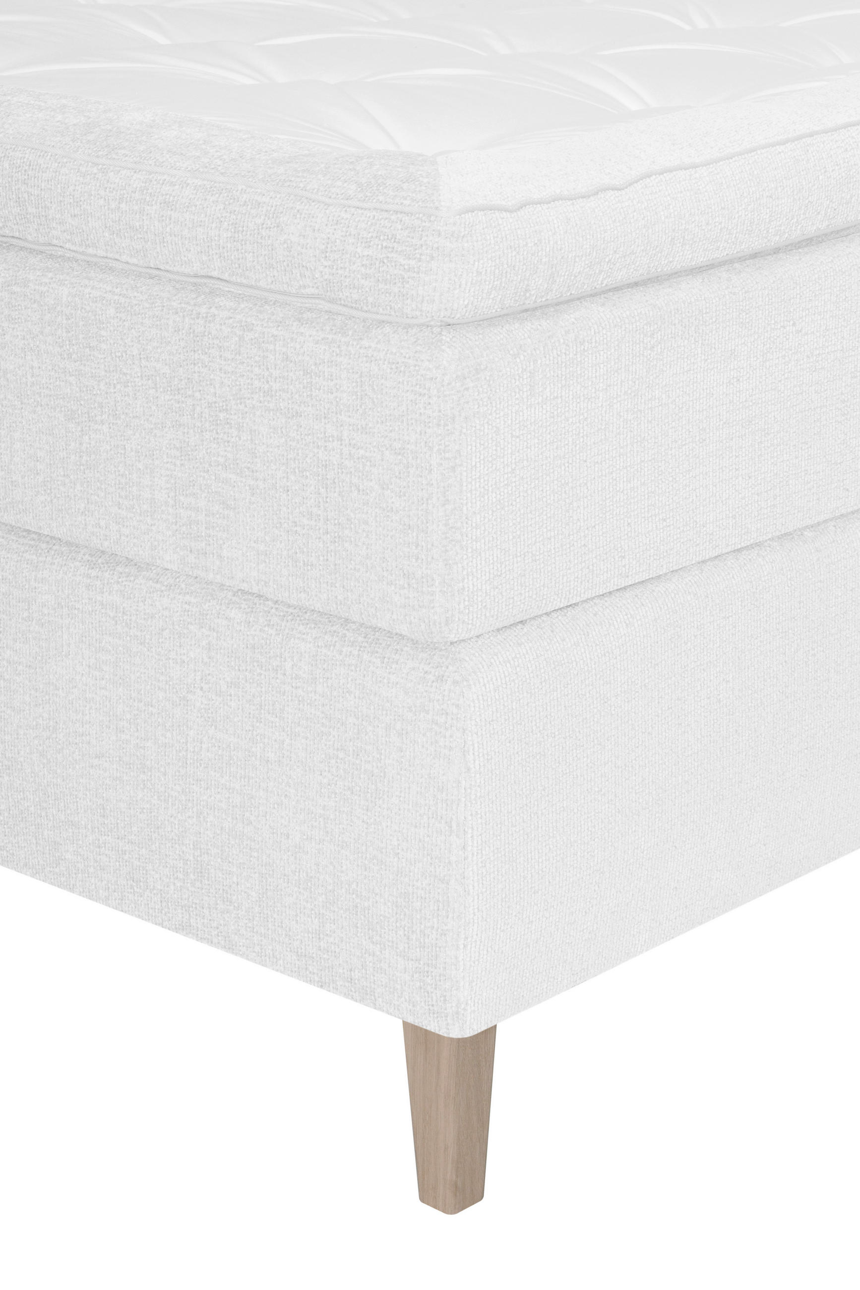 Thumbnail - Welnova Boxspringbett, Weiß, Textil, Eiche, H3, 7-Zonen, Höhe ca. 19 cm, 180x200 cm, Matratze, gepolstertes Kopfteil, To...