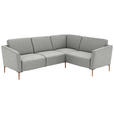 ECKSOFA  in Flachgewebe Grauweiß  238/186 cm  - Eichefarben/Grauweiß, Design, Holz/Textil (238/186cm) - Valnatura