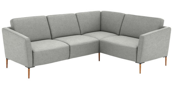 ECKSOFA  in Flachgewebe Grauweiß  238/186 cm  - Eichefarben/Grauweiß, Design, Holz/Textil (238/186cm) - Valnatura