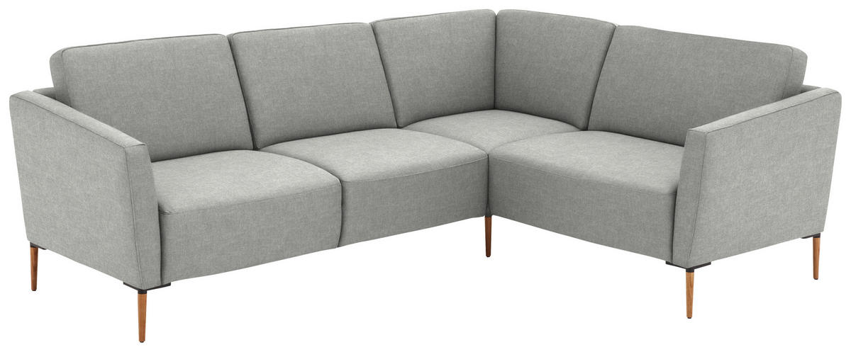 ECKSOFA  in Flachgewebe Grauweiß  238/186 cm  - Eichefarben/Grauweiß, Design, Holz/Textil (238/186cm) - Valnatura