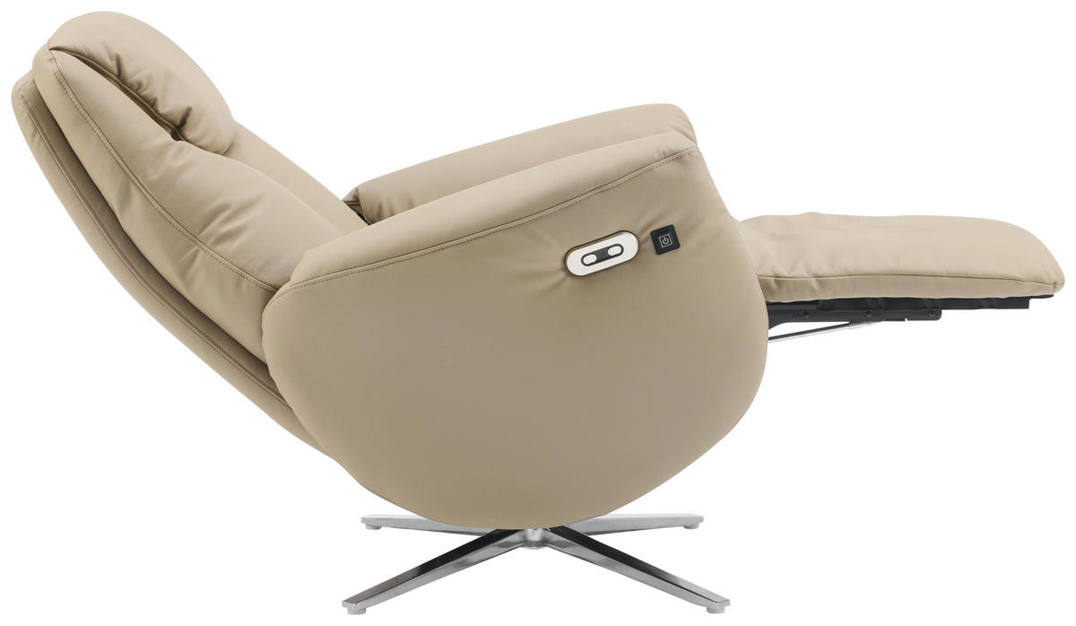MASSAGESESSEL Echtleder Lederlook Taupe    - Taupe/Chromfarben, Design, Leder/Textil (79/110/85cm) - Livetastic