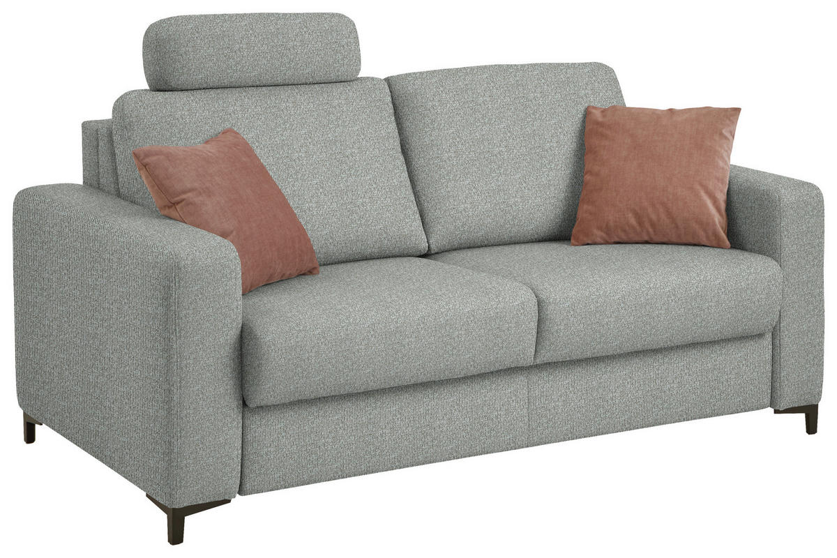 SCHLAFSOFA Webstoff Hellgrau Fussart wählbar, Stoffauswahl, Schlafen auf Sitzhöhe, Rückenfutter, Armteil links, Armteil rechts  - Hellgrau/Schwarz, Konventionell, Textil/Metall (196/87/103cm) - Dieter Knoll