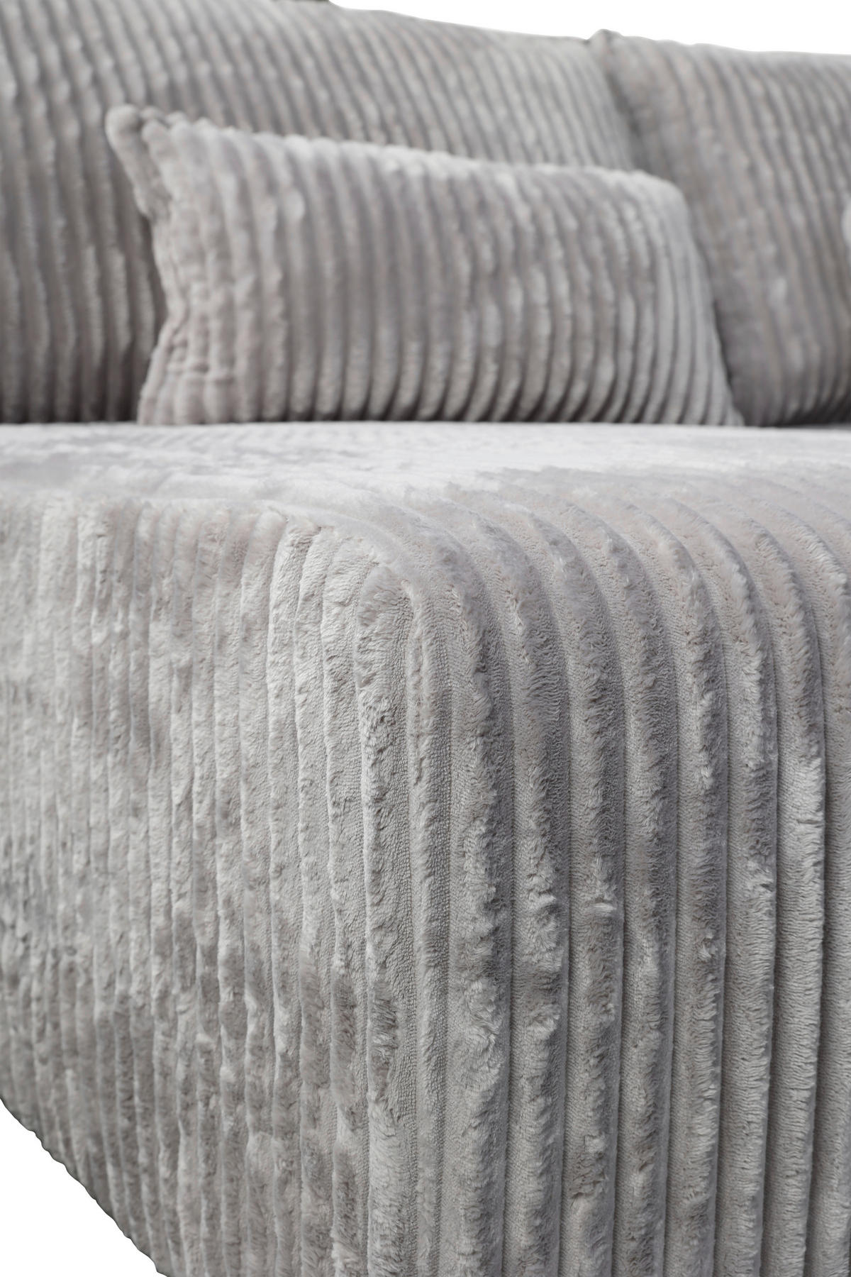ECKSOFA in Cord Hellgrau  - Hellgrau/Schwarz, Modern, Holz/Textil (145/210cm) - MID.YOU