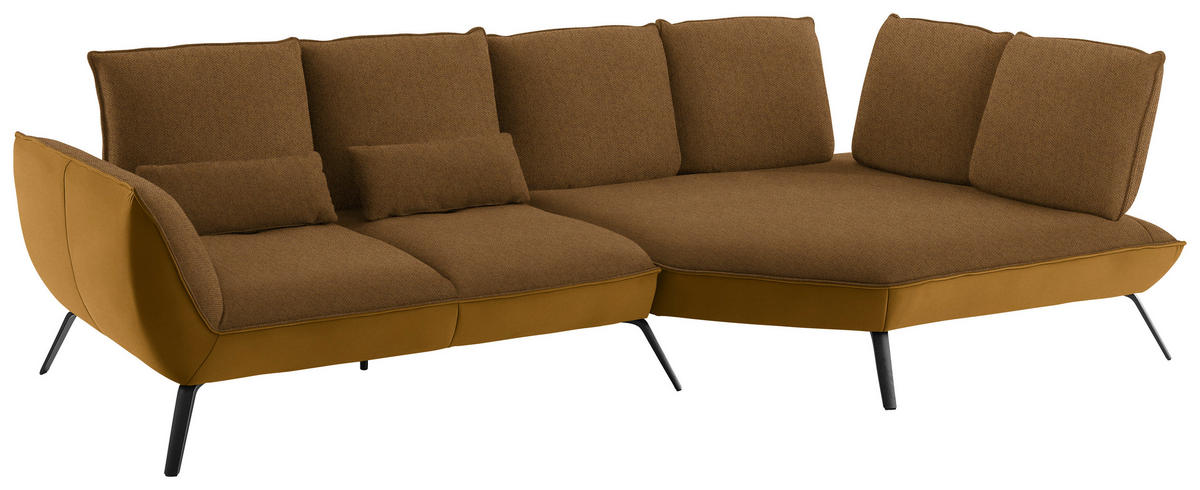 ECKSOFA in Flachgewebe Goldfarben  - Goldfarben/Schwarz, Design, Textil/Metall (320/169cm) - Moderano