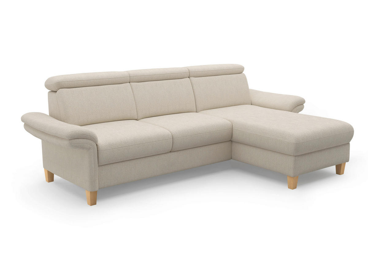 ECKSOFA GLENDALE E Sandfarben Chenille  - Sandfarben/Eichefarben, KONVENTIONELL, Holz/Textil (253/166cm) - Sit & More