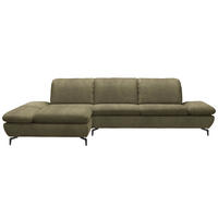 ECKSOFA Flachgewebe Olivgrün  - Schwarz/Olivgrün, Design, Textil/Metall (200/315cm) - Chilliano