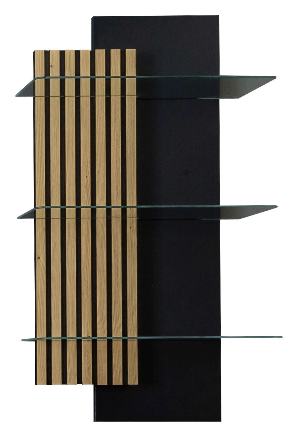 WANDREGAL furniert Anthrazit, Wildeiche  - Wildeiche/Anthrazit, Design, Glas/Holzwerkstoff (60/108/28cm) - Moderano