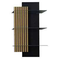 WANDREGAL furniert Anthrazit, Wildeiche  - Wildeiche/Anthrazit, Design, Glas/Holzwerkstoff (60/108/28cm) - Moderano