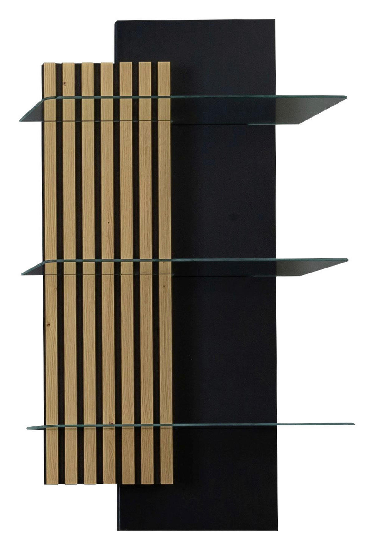 WANDREGAL furniert Anthrazit, Wildeiche  - Wildeiche/Anthrazit, Design, Glas/Holzwerkstoff (60/108/28cm) - Moderano