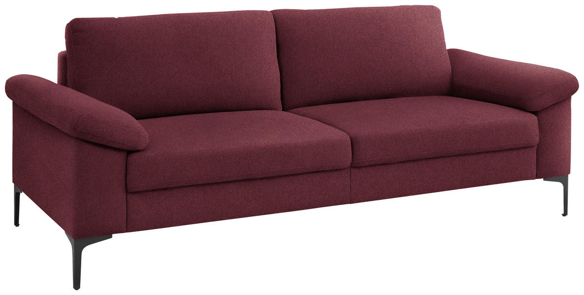 3-SITZER-SOFA in Flachgewebe Rot  - Rot/Schwarz, Design, Textil/Metall (226/89/97cm) - Pure Home Lifestyle