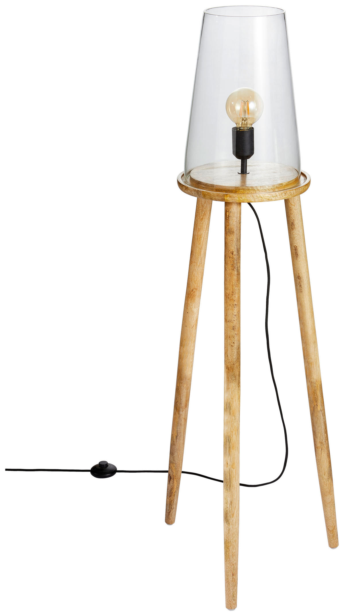 STEHLEUCHTE  28/125/28 cm   - Hellbraun, Basics, Glas/Holz (28/125/28cm) - Light & Living