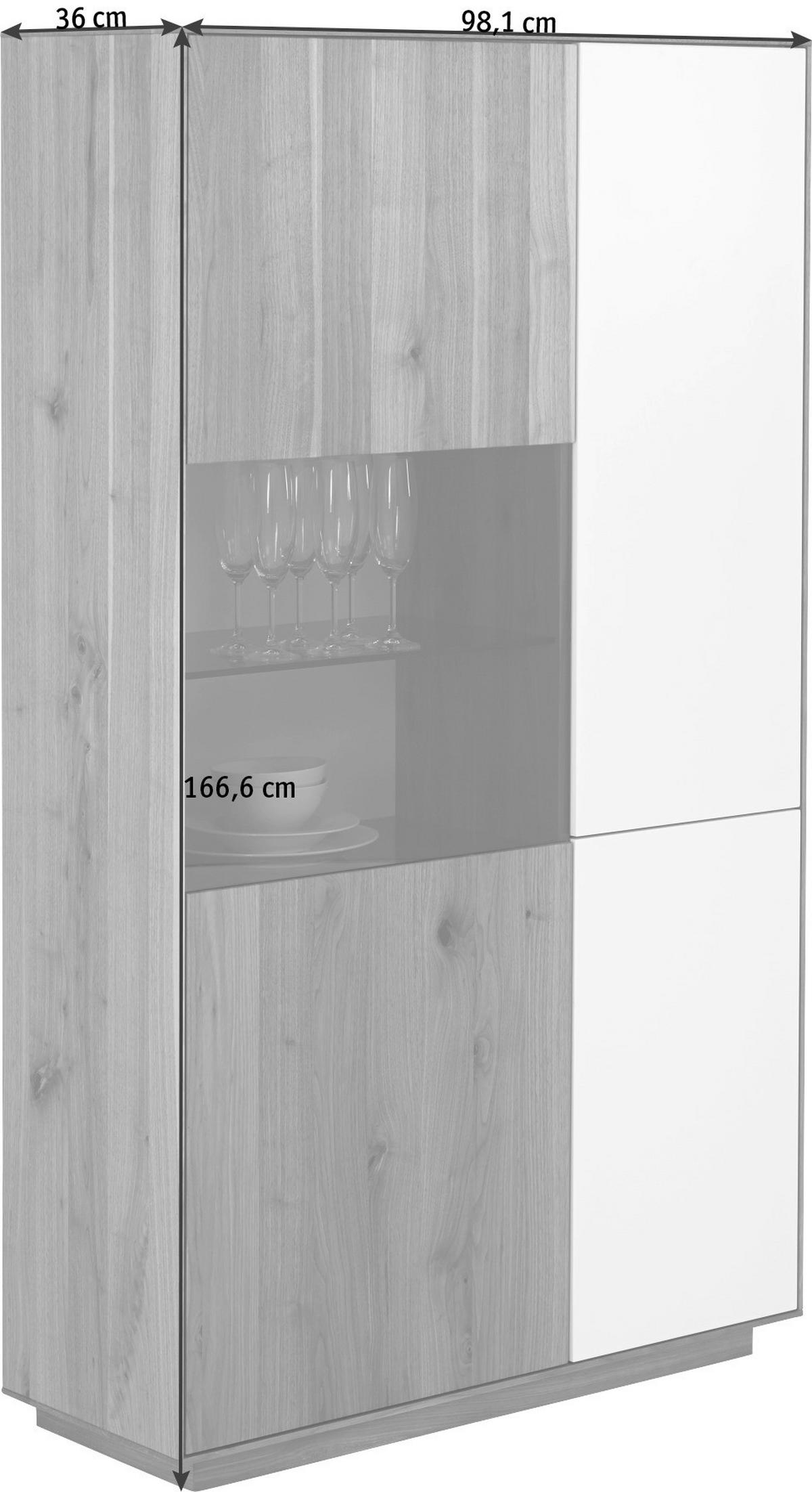VITRINE  in massiv Astnuss Nussbaumfarben, Hellgrau - Nussbaumfarben/Hellgrau, Natur, Glas/Holz (98,1/166,6/36cm) - Anrei