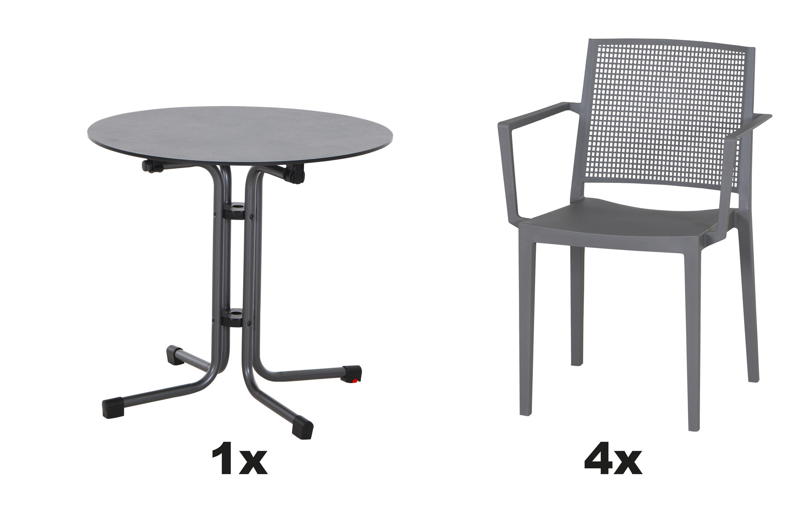 GARTENGARNITUR 5-teilig Stahl  - Grau, Basics, Kunststoff/Metall (80/80/80cm) - Siena Garden