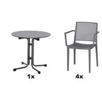 GARTENGARNITUR 5-teilig Stahl  - Grau, Basics, Kunststoff/Metall (80/80/80cm) - Siena Garden