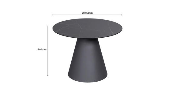 BEISTELLTISCH rund Anthrazit, Schwarz  - Anthrazit/Schwarz, Design, Glas/Keramik (60/44/60cm) - Dieter Knoll