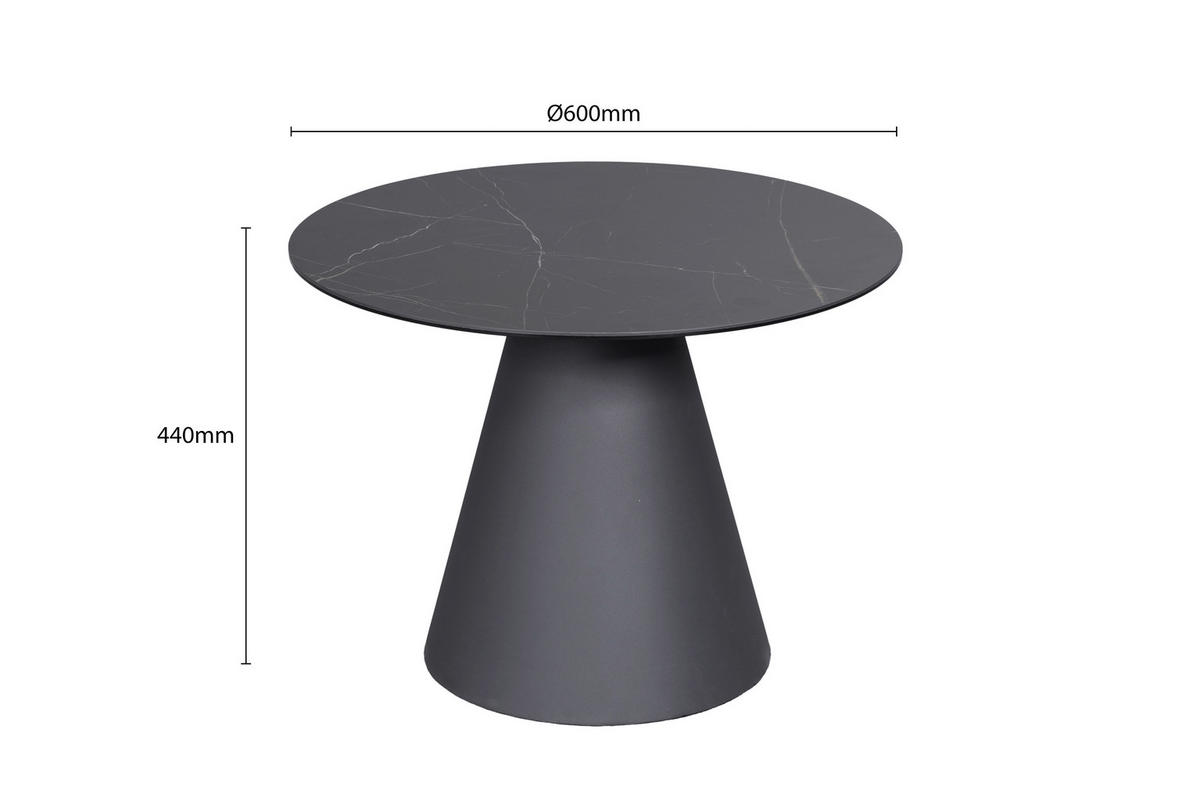 BEISTELLTISCH 60/60/44 cm Anthrazit, Schwarz rund  - Anthrazit/Schwarz, Design, Glas/Keramik (60/60/44cm) - Dieter Knoll