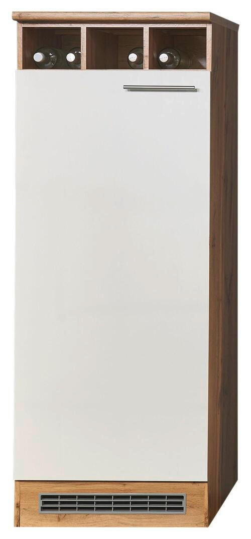 GERÄTEUMBAUSCHRANK 60/158/60 cm  in Weiß, Eichefarben  - Eichefarben/Silberfarben, KONVENTIONELL, Holzwerkstoff/Metall (60/158/60cm) - Xora