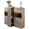HIGHBOARD Grau, Buchefarben  150/131/40 cm  - Buchefarben/Schwarz, KONVENTIONELL, Glas/Holzwerkstoff (150/131/40cm) - Venda